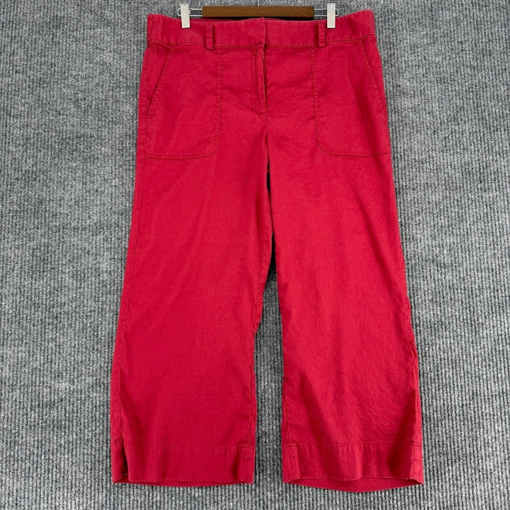 Loft women's red linen blend wide leg cropped pants size large